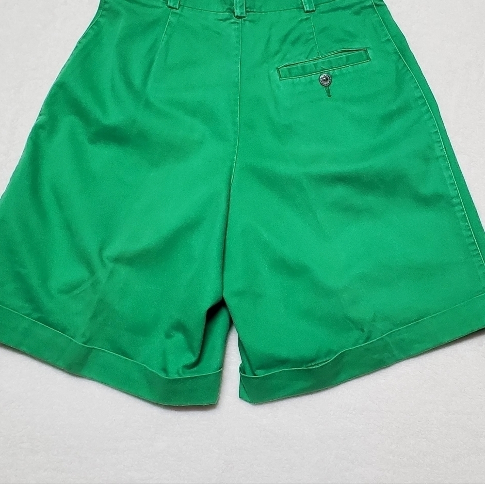 VINTAGE LizSport Green Extra High Rise Pleated Waist Wide Leg Loose Fit Shorts - Picture 9 of 14